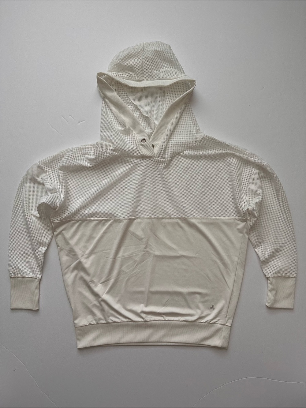 Soho Cream Mesh-Panel Hooded Pullover